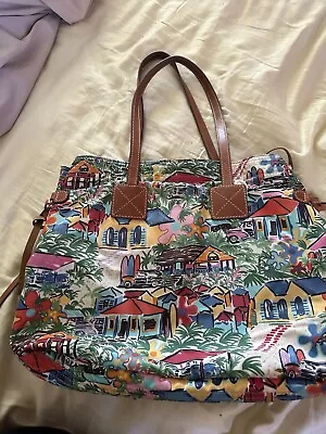 DOONEY & BOURKE Tropical Island Erica Nylon Leather Tote  Purse Bag Tote RARE • $99