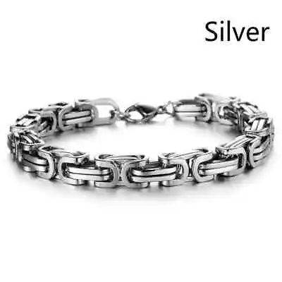 Men's Biker Chain Bracelet Stainless Steel 7.5 Inch Silver • $13.94