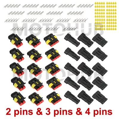 15 Kits 2+3+4 Pins Way Car Auto Sealed Waterproof Electrical Wire Connector Plug • $10.99