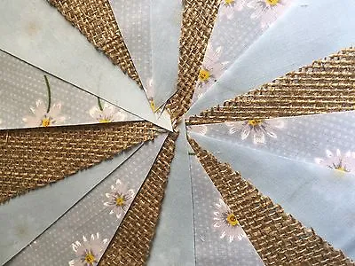 Handmade Fabric Daisy Bunting.shabby Chicrustic Hessian.floralsweddings. • £8.95