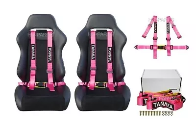 2 X Tanaka Universal Pink 4 Point Buckle Racing Seat Belt Harness 2  • $66.99