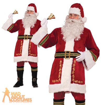 £69.99 • Buy Adult Deluxe Classic Santa Claus Costume Father Christmas Fancy Dress Outfit