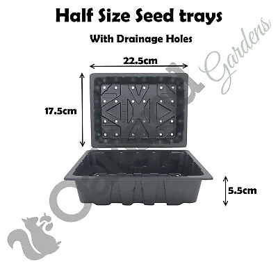 Half Seed Tray Size With Drainage Holes Plant Garden Seedling Sowing Trays • £8.95