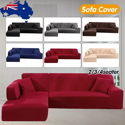 L-Shape Sofa Stretch Cover 2/3/4 Seater Lounge Slipcover Protector Elastic .W • $67.39