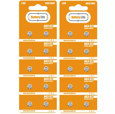 AG3 LR41 Batteries (20 Pack) SR41 192 392 1.5V Battery Life UK REGISTERED BRAND • £3.99