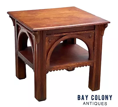 19th C Antique New York Victorian Tiger Oak Parlor Table - Thomas Brooks • $2475