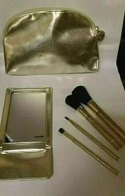 £21.99 • Buy Designer GOLD MAKEUP BRUSH FULL SET W/ Matching Purse & Mirror