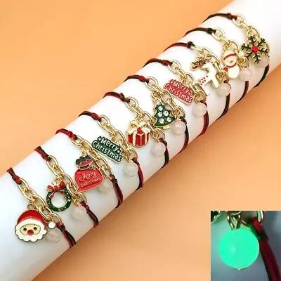 Fashion Glow In The Dark Christmas Tree Snowflake Braided Bracelet Jewelry Gift • $1.31