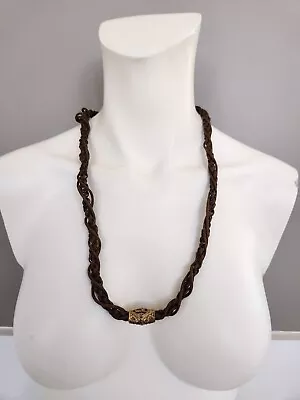 Vintage 28  Victorian Woven Hair  Mourning Necklace W/gold Filled Accents (455) • $42.50