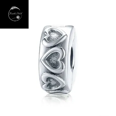 Love Heart Clip Stopper Bead Charm Genuine Sterling Silver 925 For Bracelets  • £14.99