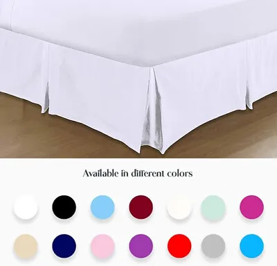 Pleated Base Valance Sheet Polycotton Easy Care Bed Skirt With 40cm Valance Drop • £8.99