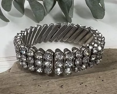 Beautiful Vintage Made In British Hong Kong Expandable Rhinestone Bracelet 🩶 • $12.75