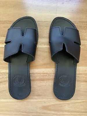 Girls With Gems Black Leather H Sandals Size 7 RRP $189 • $95