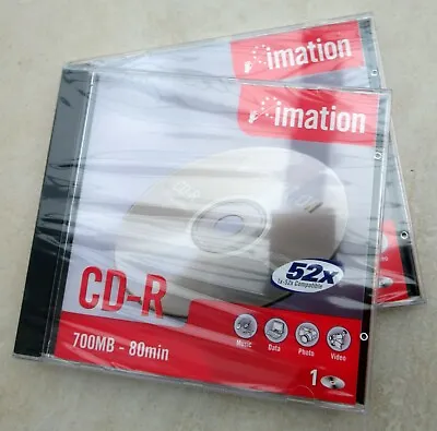 2 X Imation CD-R 52x 700mb 80 Min Discs In Jewel Cases New And Sealed Post Free • £4.67