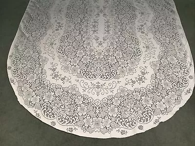 Vintage Lace Table Cloth Ivory Oval 70  X 108    1970's Used • $19.99