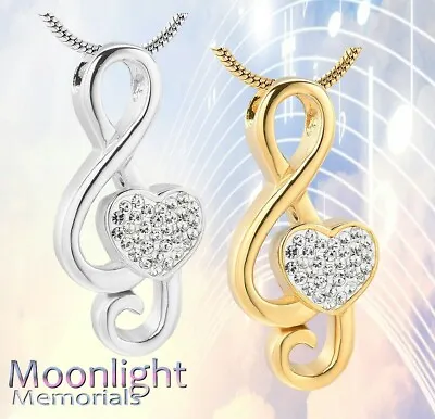 New Music Note Heart Urn Cremation Pendant Ashes Holder Memorial Necklace • $14.95