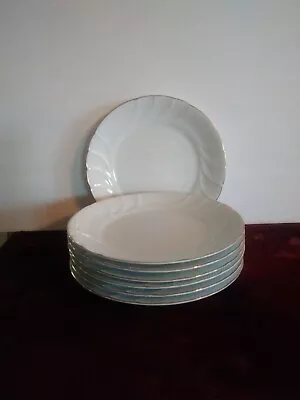 Set Of 7 Mikasa White Wedding Band Gold Salad Luncheon Plates 8” • $69.99