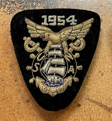 Vtg 1954 USNA US Naval Academy GOLD SILVER Bullion EAGLE Epaulette PATCH Ballou • $114.99