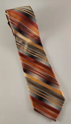 Van Heusen Tie - 3.25 In Grey Pink Salmon Striped Silk Necktie - Men's Classic • $9.95