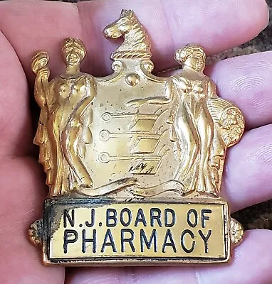 Vtg New Jersey Board Of Pharmacy Hat Badge Inspector Badge • $85