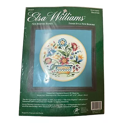 New Elsa Williams New Bedford Basket Vintage Crewel Embroidery Kit Floral Vine • $49.94