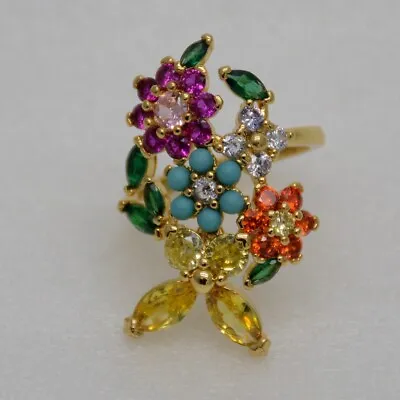 Size 6 7 Kate Spade New York Gold Cluster Statement Flowers Ring Cut Crystal CZ • $20.99