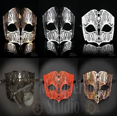 Mens Masquerade Ball Mask Simplistic Filigree Light Metal Mardi Gras Venetian • $19.95