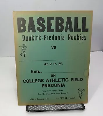 Vintage 1950s Dunkirk Fredonia NY Rookies Minor League Baseball Team Poster Sign • $7.99