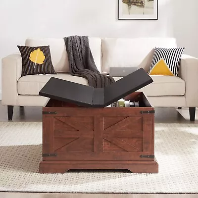 Coffee Table With Hinged Lift Top Wood Table With Hidden Storage Compartment • $201