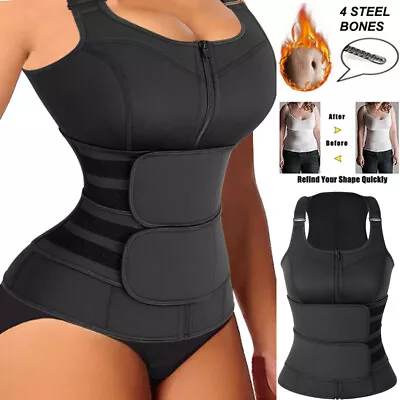 Women Sauna Sweat Vest Waist Trainer Belt Weight Loss Slimming Body Shaper Shirt • $12.99