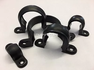 BLACK Plastic Pipe Saddle - Slip On Clip - Packs Of 10 - 12mm To 90mm PIPE CLIP • £12.80