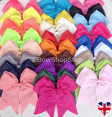 Large Double Bow Full Diamante Cheer Leader Hair Bow Bobble Elastic Christmas • £2.99