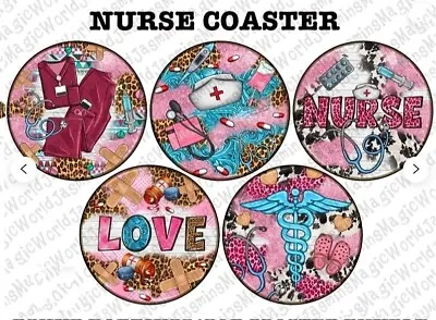 $4 • Buy Set Of 2 Nurse Customized Car Coasters 5 Variations