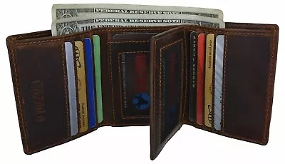 Cazoro RFID Blocking Hunter Leather Mens Wallet Trifold Credit Card ID Holder • $18.99