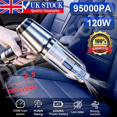 Powerful Car Vacuum Cleaner Wet/Dry Cordless Strong Suction Handheld Cleaning UK • £16.99