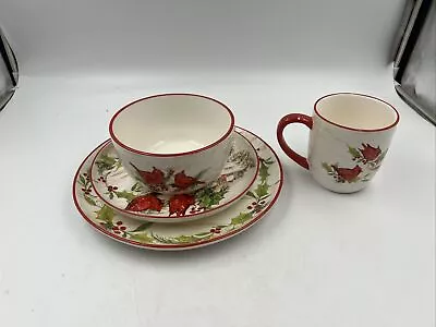 Cracker Barrel Ceramic Cardinal 11in & 9in Plate 6in Bowl & Mug Set AA02B52003 • $38.99