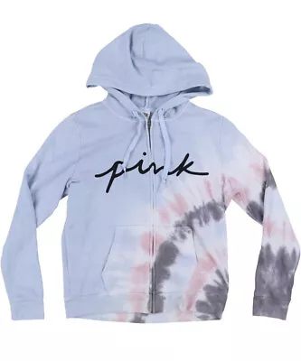 Vs Victorias Secret Pink Perfect Full Zip Hoodie Sweater Jacket Top Tie Dye XL • $74.99