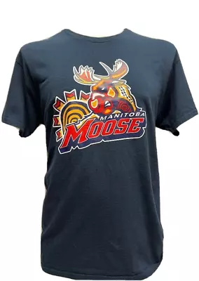 Manitoba Moose Gilden Hockey T Shirt Mens Navy Large 100% Heavy Cotton • $13.01