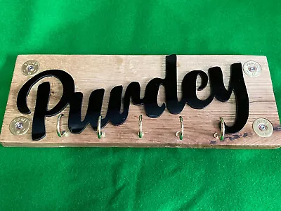 £25 • Buy Purdey Shotgun Cartridge Oak Key Holder Hooks Wall Hanging Floating Sign