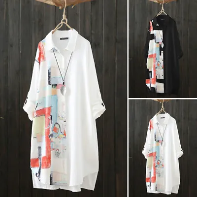 $30.29 • Buy WomensFloral Long Sleeve Button Down Floral Patchwork Casual Maxi Shirt Dress AU