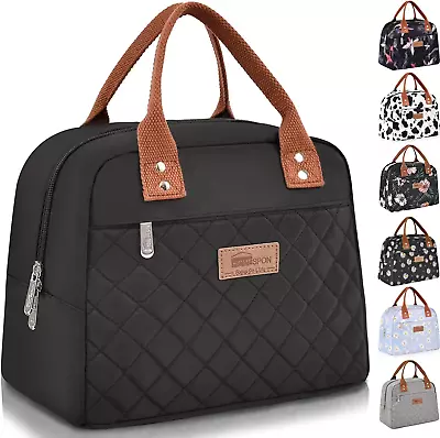 HOMESPON Insulated Lunch Bag For Women Men Ladies Work Adult Cool Tote Box Black • £16.49