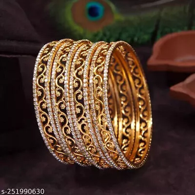 Indian Bollywood 22K Gold Plated Bangle Women Fashion Bracelet South Jewelry Set • $33.15