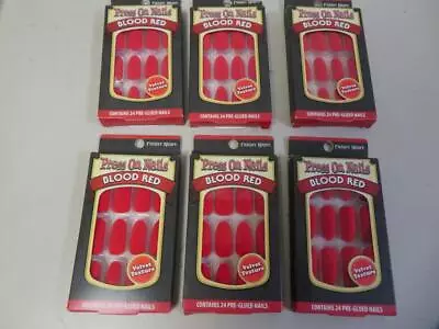 Lot Of 6 Packs Of 24 Each Fright Night Press On Nails Blood Red Velvet Texture • $19.99