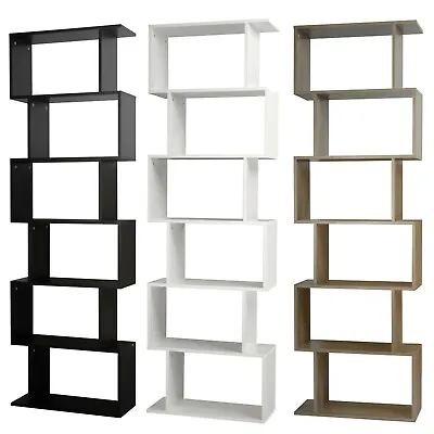 Wooden S-Shaped Bookcase Living Room Modern Display Shelves Storage Unit Divider • £44.99