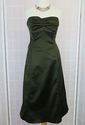 Coast Dress Size 8 Olive Green Satin Strapless Party Special Occasion • £29.95
