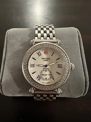 Michele Ladies Caber Stainless Steel Wristwatch W/ Diamonds • $519