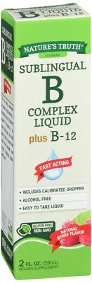 Natures Truth Vitamin B COMPLEX Plus B-12 Sublingual Liquid 2oz  • $13.97