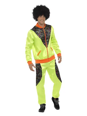 Retro Shell Suit Costume Mens Neon Green • £23.62