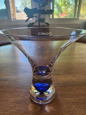 VINTAGE Ciroc Martini Cocktail Glass W/Blue Bubble Base | Etched Logo • $24.99