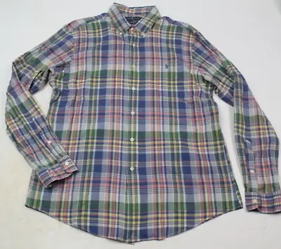 Vintage Ralph Lauren Shirt Mens XL Pink Blue Madras Long Sleeve Button-Down • $21.97